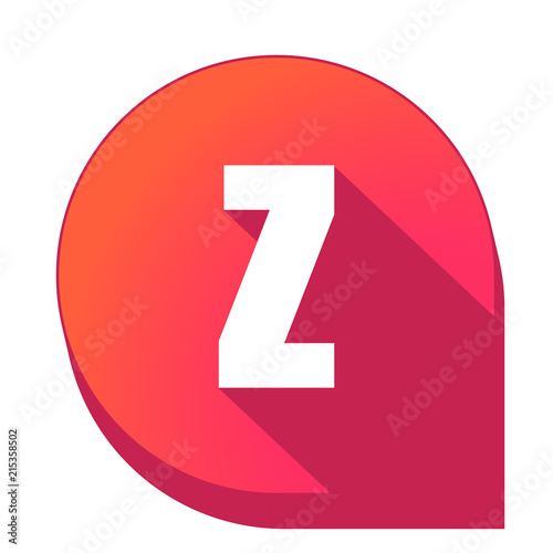 ikona z długim cieniem na tle strzałki pinezki