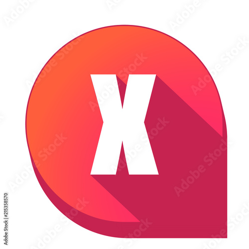 ikona z długim cieniem na tle strzałki pinezki