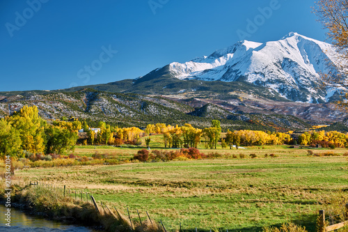 Mount Sopris autumn landscape in Colorado photo