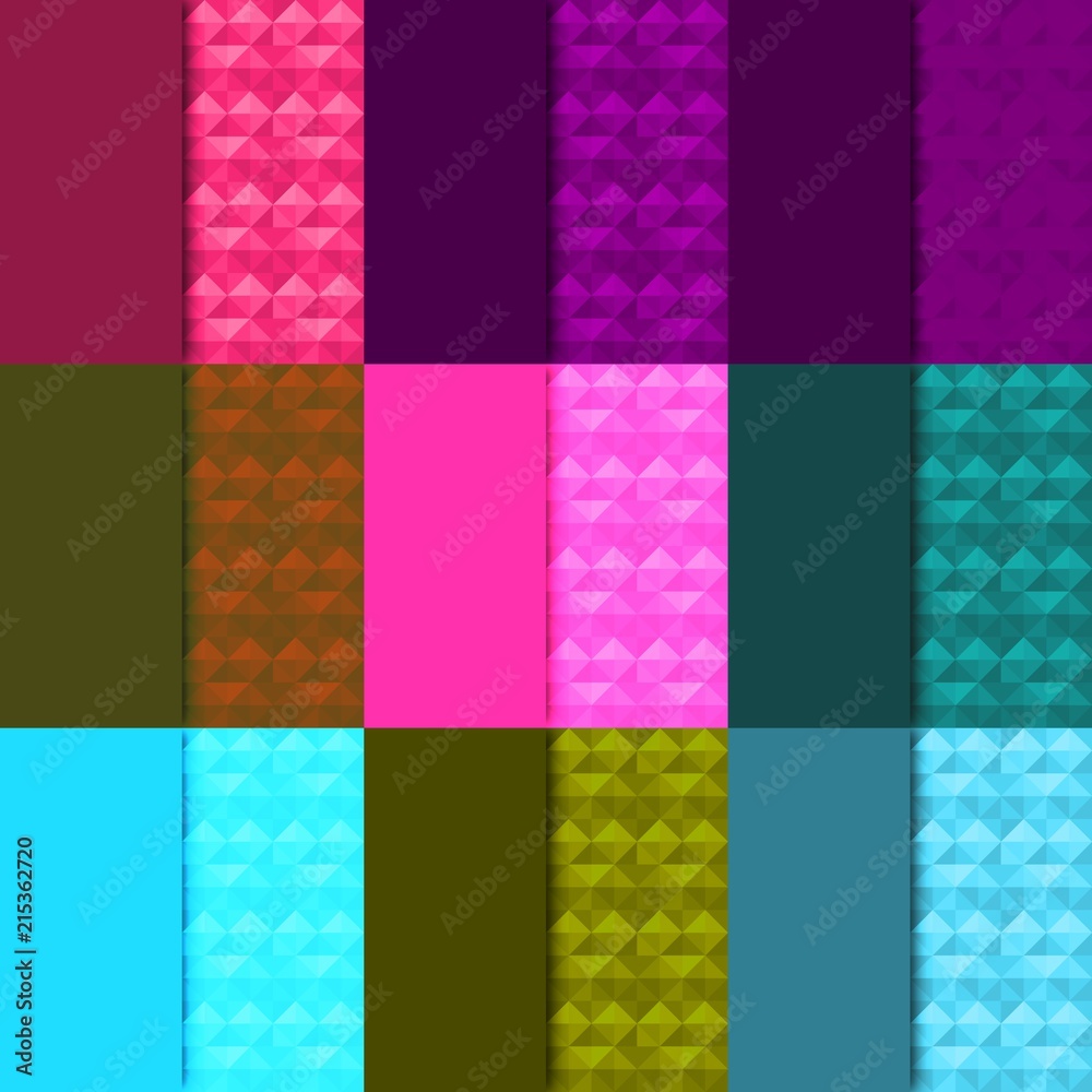 Set of abstract backgrounds consisting of multicolor triangles. Geometric design for business presentations or web template banner flyer. Vector, EPS10 Set of abstract backgrounds consisting of multicolor triangles. Geometric design for business presentations or web template banner flyer. Vector, EPS10