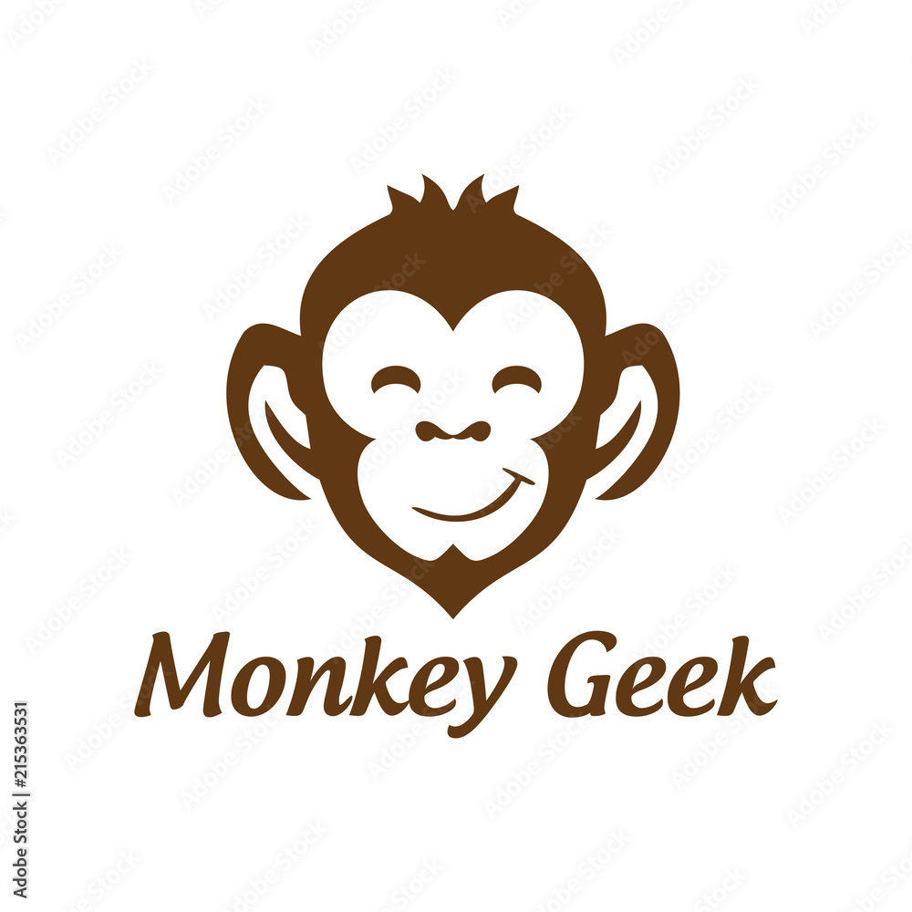 Fototapeta premium Smile Monkey Geek Vector Logo Design