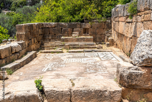 Remains of an asclepeion temple with mosaics in Lissos, an ancient city in south-west Crete photo