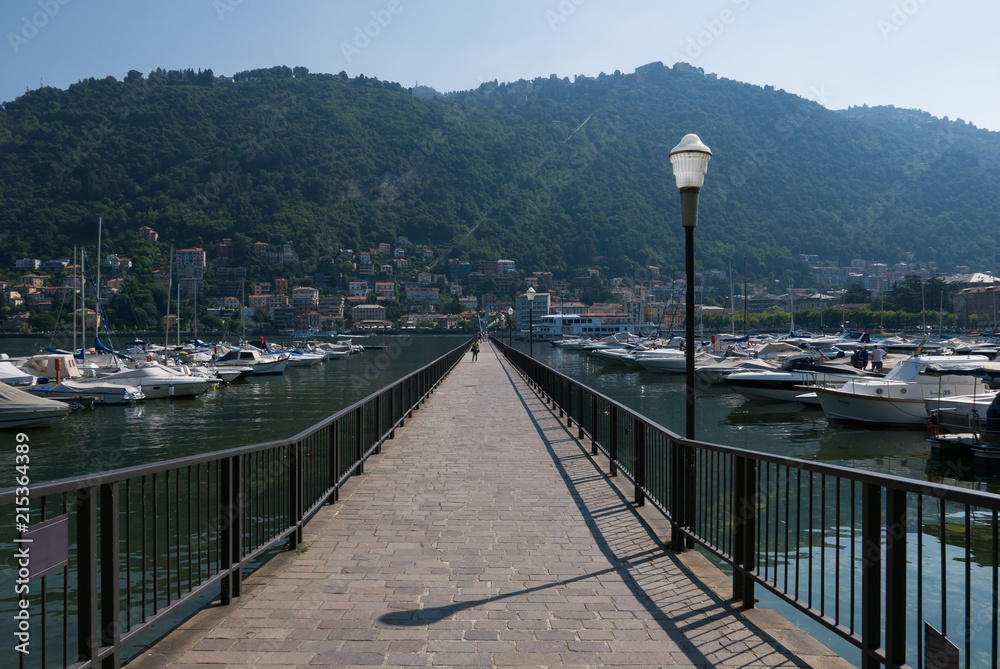 walkway on the marina of Lake Como