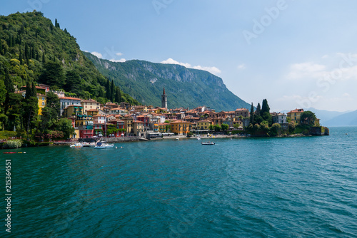 View of Varenna town one of the small beautiful towns on Como lake seen from ferry © emiliano