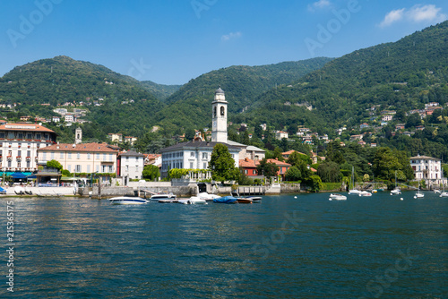 small village on Lake Como seen from the boat