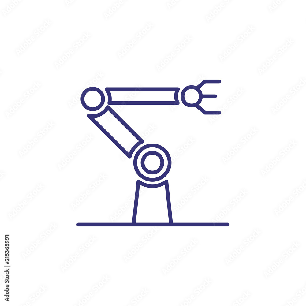 Robotic line icon. Robot, hand, machine, arm. Innovation concept. Can be used for topics like industry, engineering, equipment Robotic line icon. Robot, hand, machine, arm. Innovation concept. Can be used for topics like industry, engineering, equipment