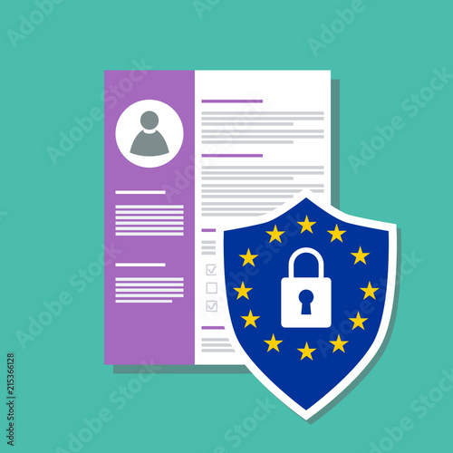 personal data under european law protection, flat style vector illustration