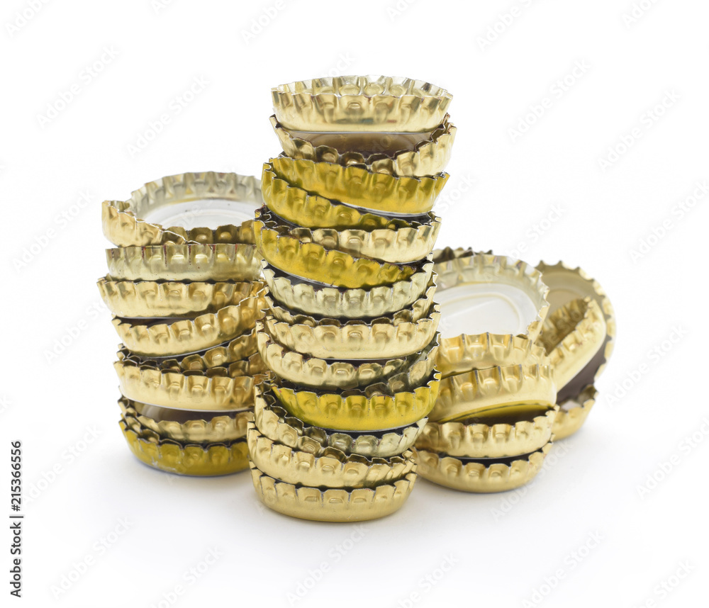 Bier bottle lids from metal isolated on white Bier bottle lids from metal isolated on white