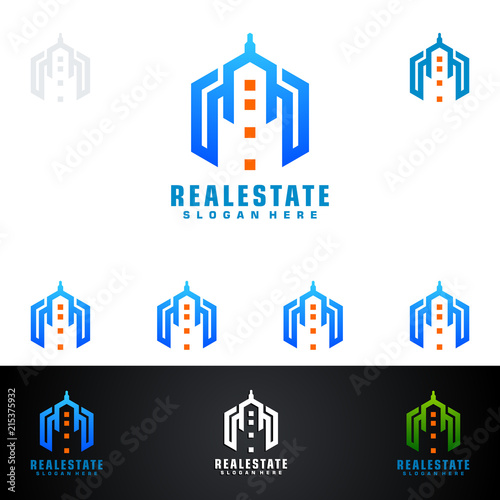 Real estate Logo with Abstract Property and Home shape