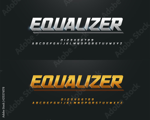 Elegant Silver and Golden Colored Metal Chrome Alphabet Font. Typography gold regular modern style. vector illustration