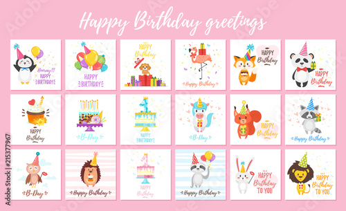 birthday greeting cards set