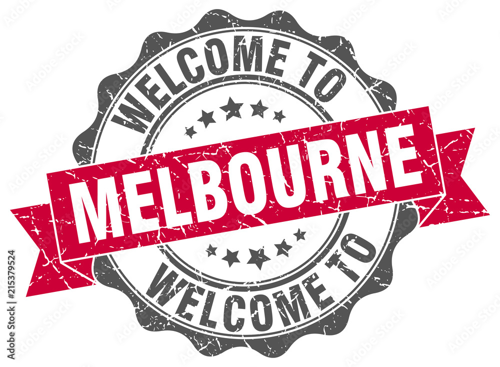 Fototapeta premium Melbourne round ribbon seal