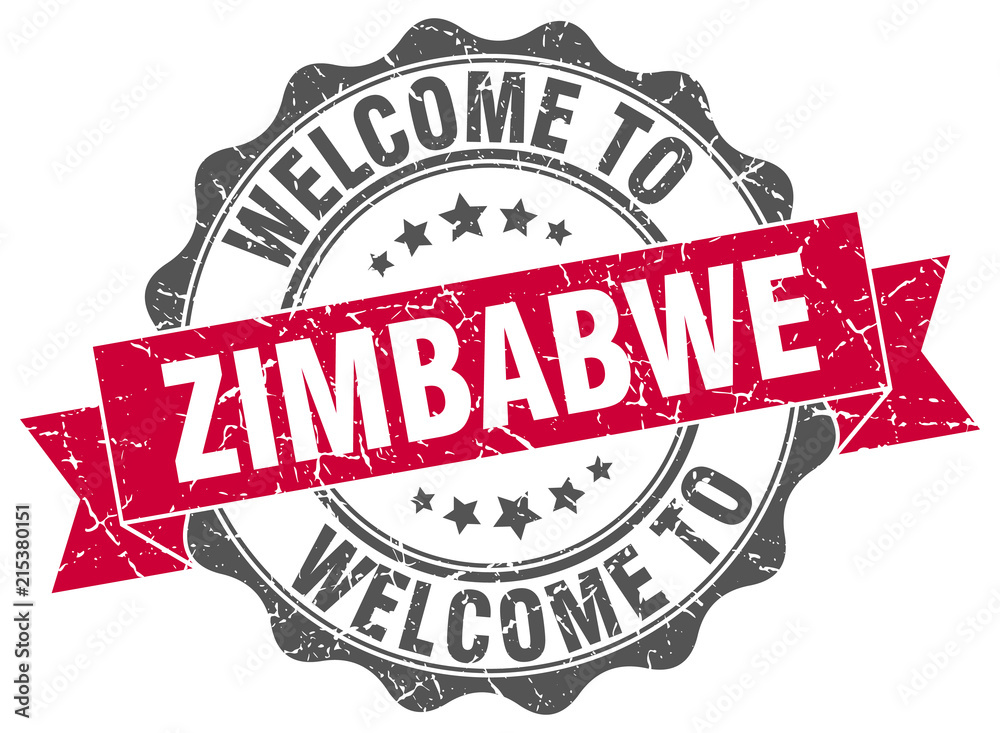 Obraz premium Zimbabwe round ribbon seal