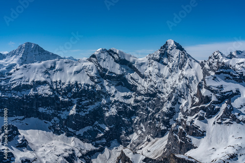 Switzerland, snow alps panorama view