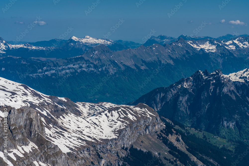 Switzerland, snow alps panorama view