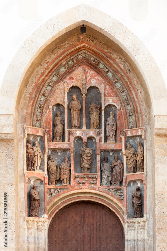 Gothic sculptures of Southern portal, St Mark church, Zagreb, Croatia