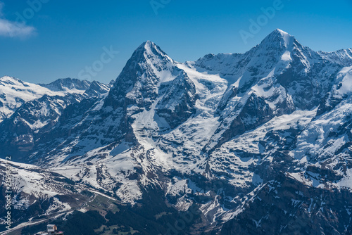 Switzerland  snow alps panorama view