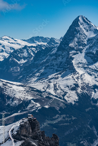 Switzerland, snow alps panorama view