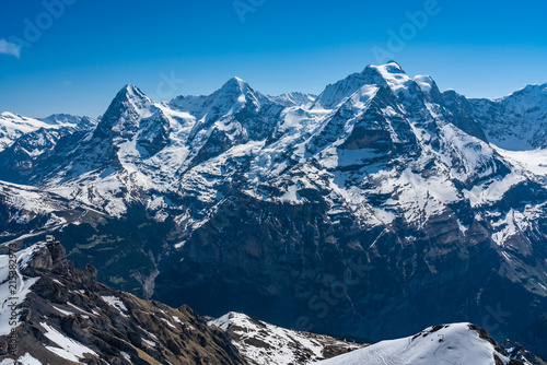 Switzerland, snow alps panorama view