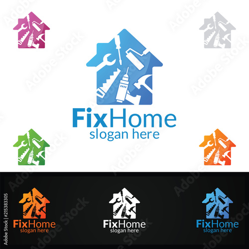 Real estate Logo, Fix Home Vector Logo Design suitable for architecture, handyman,bricolage,Diy