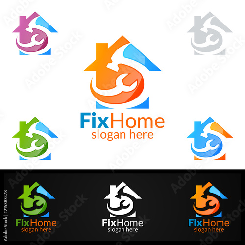 Real estate Logo, Fix Home Vector Logo Design suitable for architecture, handyman,bricolage,Diy
