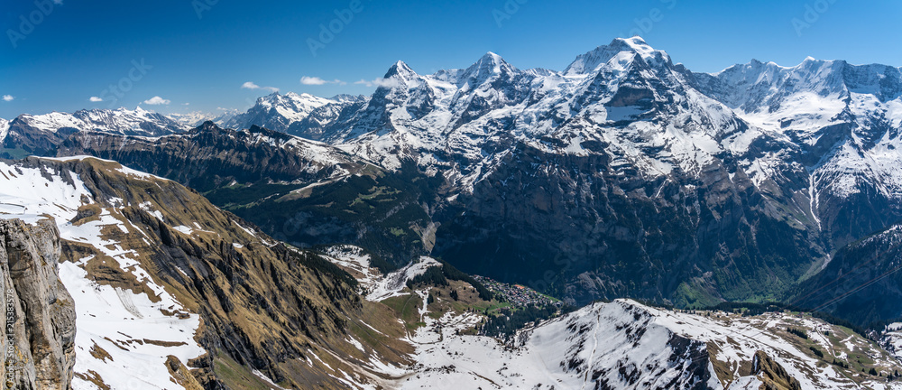 Fototapeta premium Switzerland, snow alps panorama view