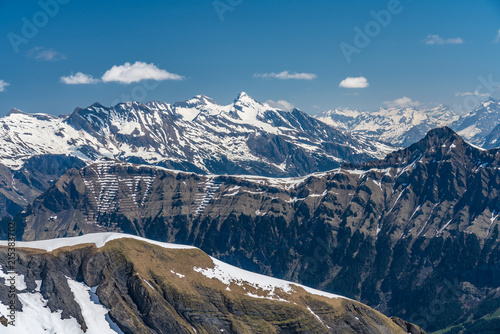 Switzerland, snow alps panorama view