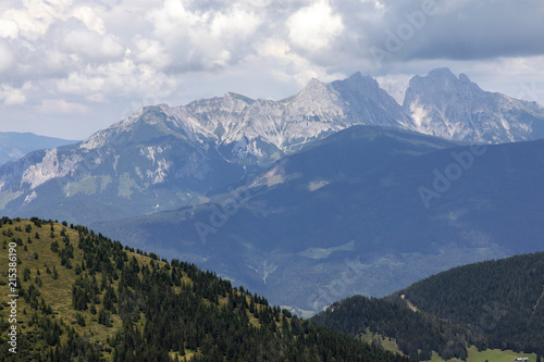 view from mountain boesenstein to mountain range gesaeuse styria,austrian alps