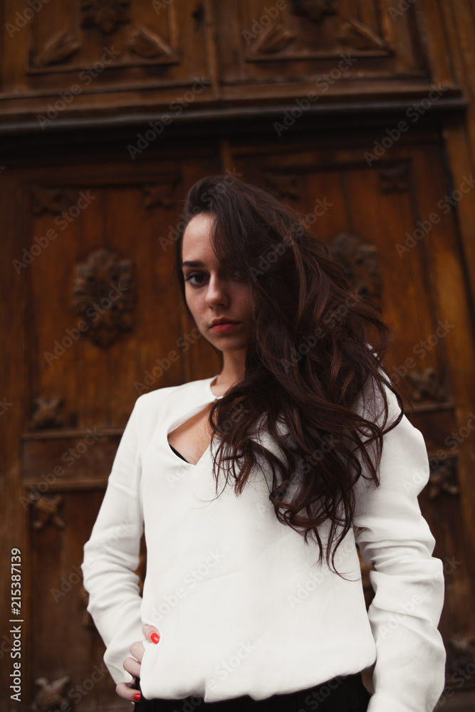 Brunette near the Church