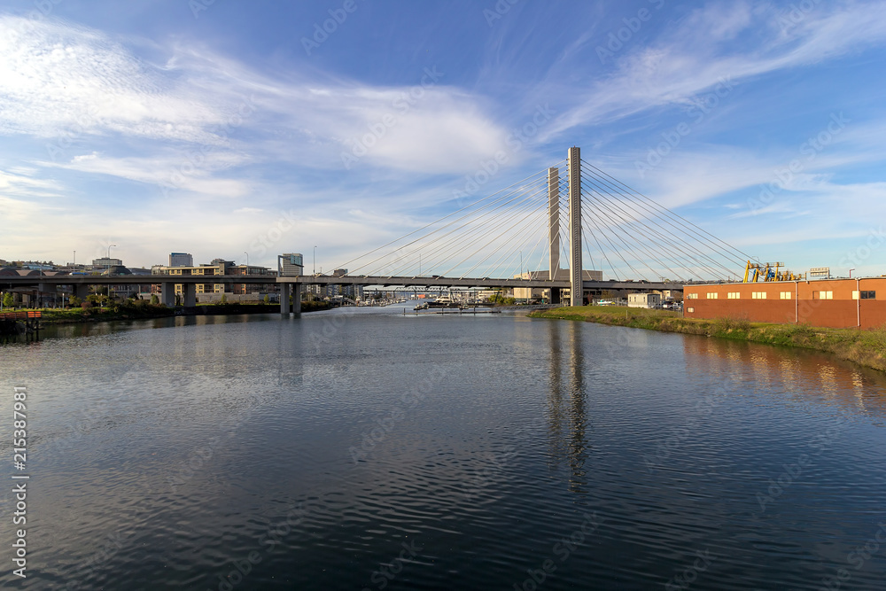 Fototapeta premium SR 509 Cable-Stayed Bridge in Tacoma Washington