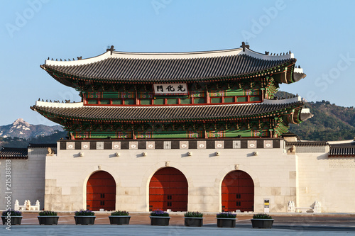 Gwanghwamun Gate to Gyeongbok Palace in Seoul, South Korea