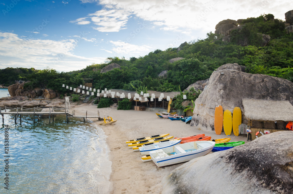 Fototapeta premium beautiful water sports amenities at a boutique resort at Binh Lap peninsula