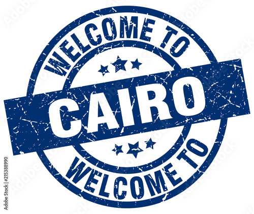 welcome to Cairo blue stamp