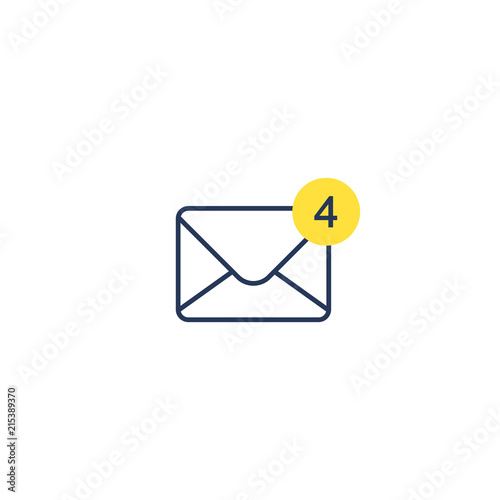 New messages icon with notification. Envelope with income message sign. Vector isolated illustration