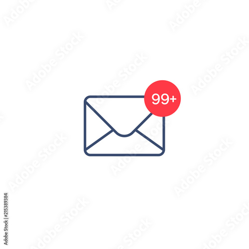 New messages icon with notification. Envelope with income message sign. Vector isolated symbol