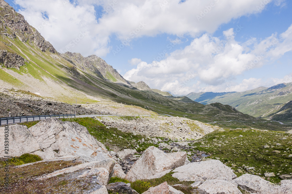 Susch, Flüela, Flüelapass, Passstrasse, Passhöhe, Flüelatal, Davos, Bergstrasse, Wanderweg, Oberengadin, Alpen, Graubünden, Sommer, Schweiz