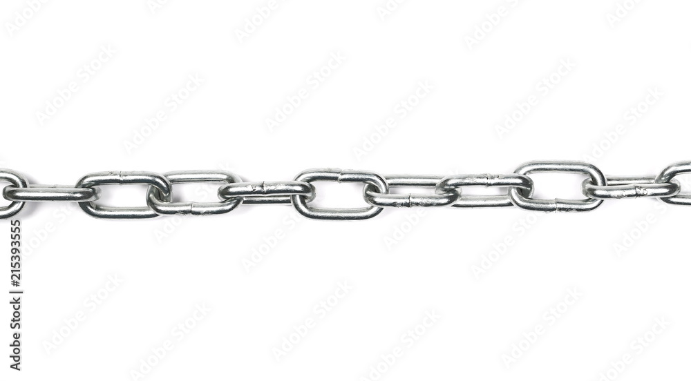 Fototapeta premium metal chain isolated on white background, top view