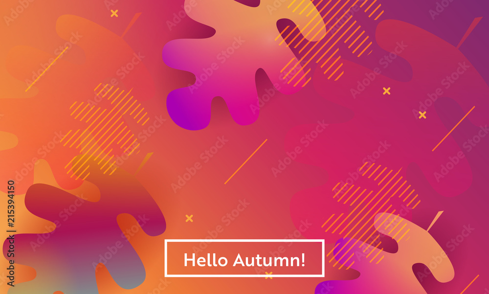 Fototapeta premium Hello Autumn Layout with Leaves for Web, Landing Page, Banner, Poster, Website Template. Fall Seasonal Background for Mobile App, Social Media. Vector illustration