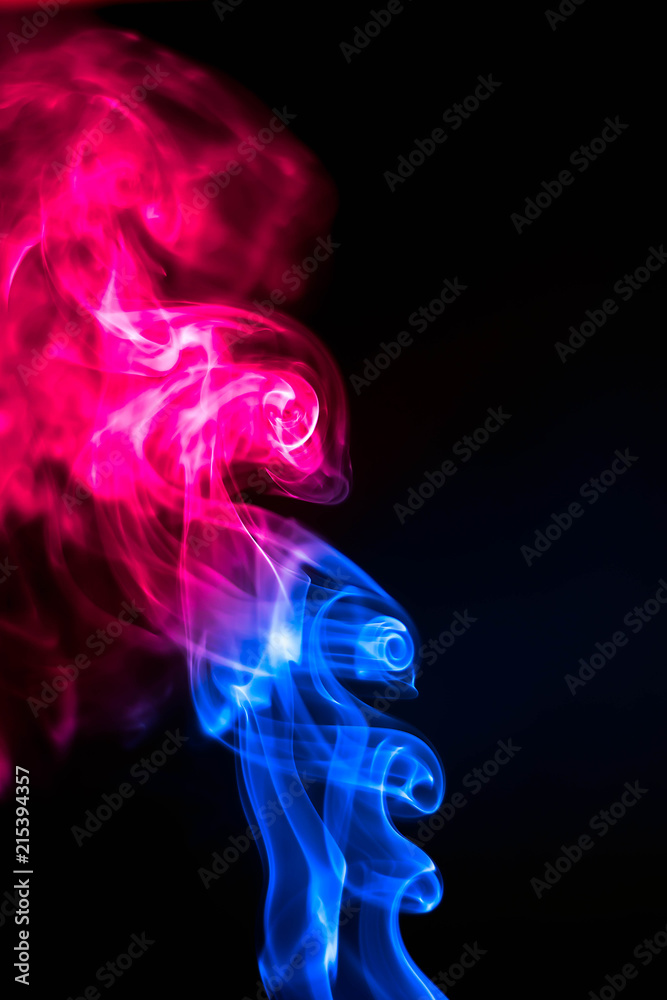 Obraz premium Abstract smoke isolated on black background. (Red and Blue colors. No.4)
