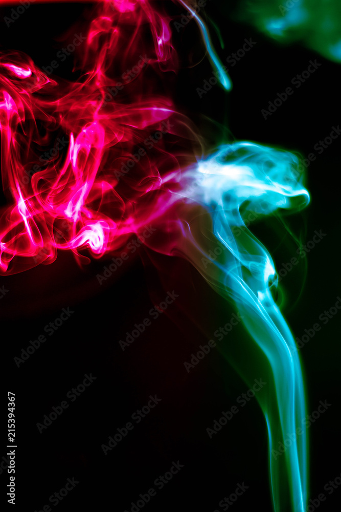 Obraz premium Abstract smoke isolated on black background. (Red and Green colors) No. 6