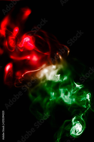 Abstract smoke isolated on black background. (Red and Green colors) No. 4 © kaipungyai