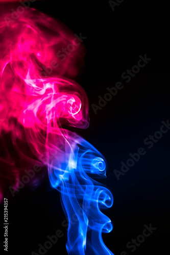 Abstract smoke isolated on black background. (Red and Blue colors. No.4)