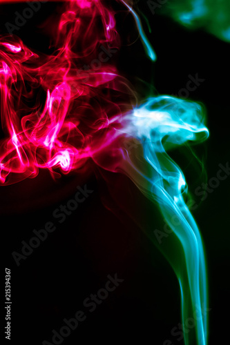 Abstract smoke isolated on black background. (Red and Green colors) No. 6