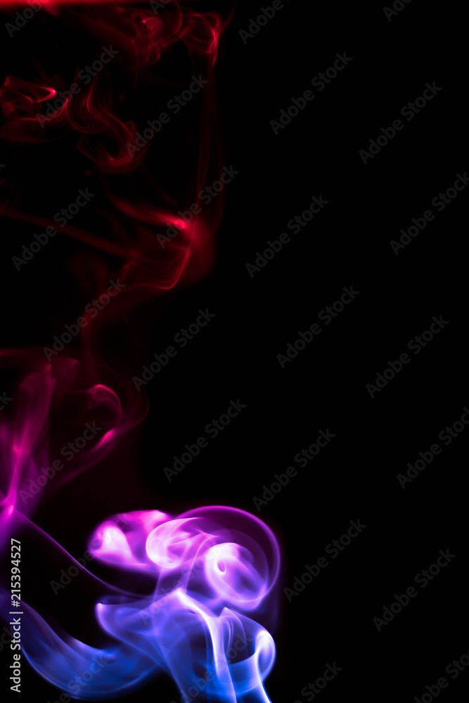 Obraz premium Abstract smoke isolated on black background. (Red Pink Blue colors) No. 2