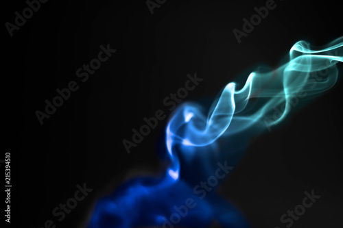 Abstract smoke isolated on black background. (Green and Blue color) No. 4