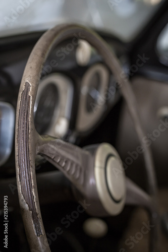 Old worn driving wheel of a car