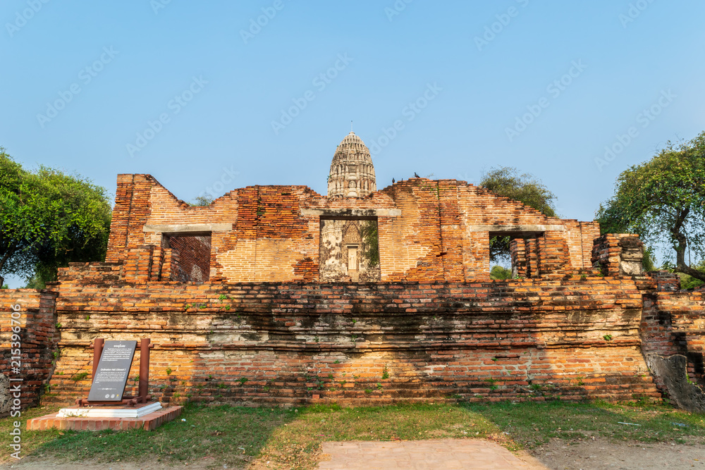 View of Wat Ratchaburana which is the ancient Buddhist temple in the Ayutthaya Historical Park, Ayutthaya province, Thailand. 