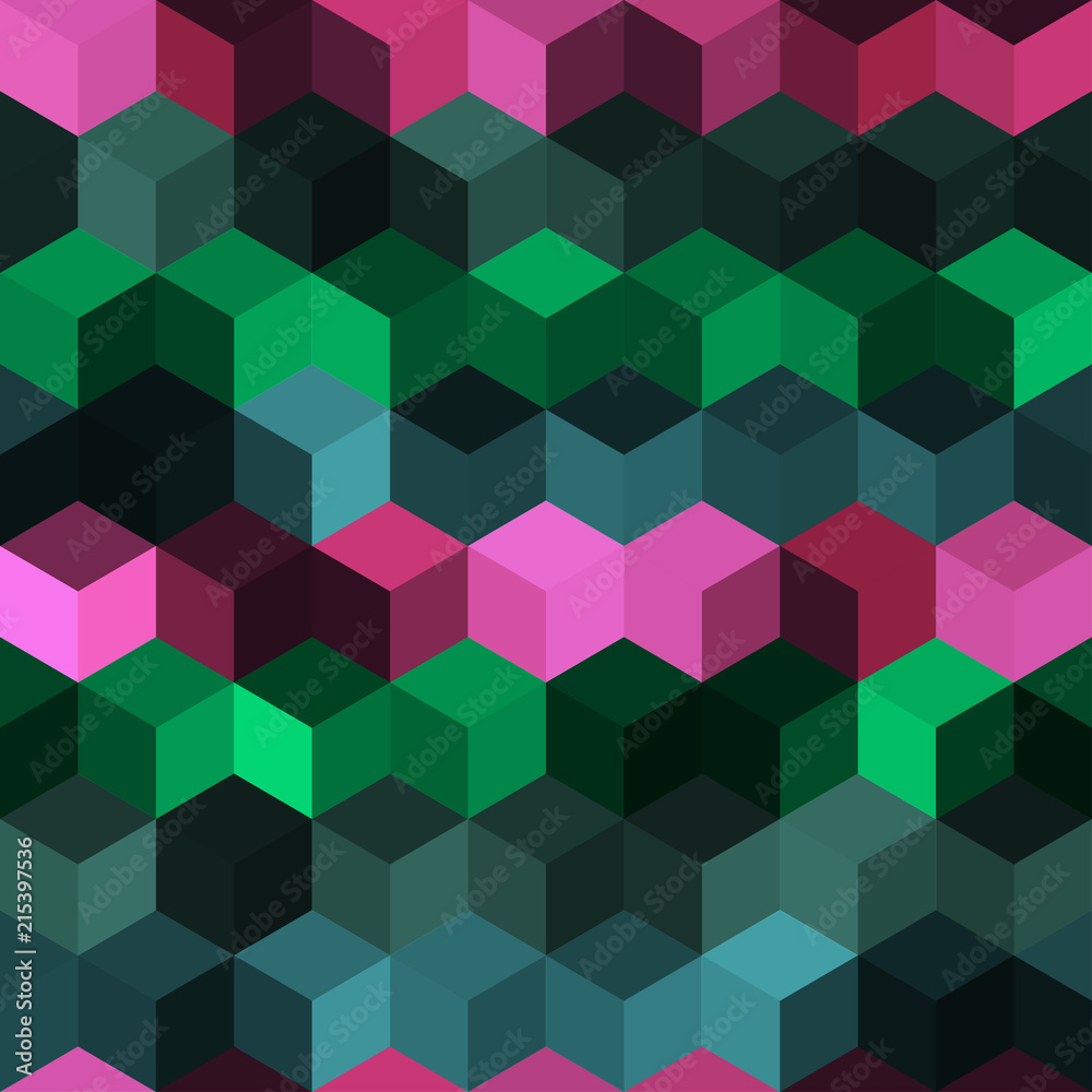 Hexagon grid seamless vector background. Bright polygons with bauhaus corners geometric graphic design. Trendy colors hexagon cells pattern for flyer or cover. Honeycomb cube shapes mosaic. Hexagon grid seamless vector background. Bright polygons with bauhaus corners geometric graphic design. Trendy colors hexagon cells pattern for flyer or cover. Honeycomb cube shapes mosaic.