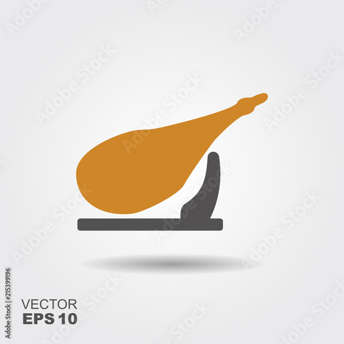 Flat vector icon of jamon - national delicacy of Spain