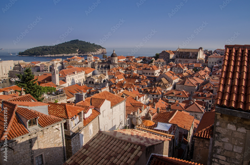 dubrovnik old town from the walls, aerial view of dubrovnik from the city walls. unesco, 
